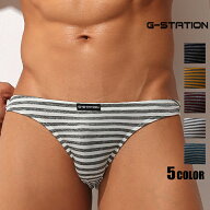 メンズビキニ ブリーフ G-Station/ジーステーション グレーボーダー ツルツルスベスベ　メンズビキニ　男…