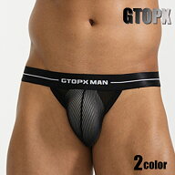 メンズビキニブリーフ GTOPX/ジーティーオーピーエックス 透けリブ シースルー 立体縫製 ビキニ 男性下着…
