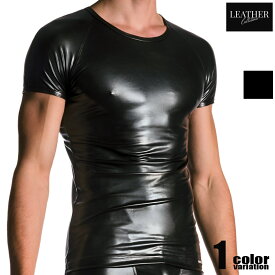 Leather collection/レザーコレクション wild Tシャツ フェイクレザー Vネック マッスルタンクトップ メンズ マット 光沢感 ラバーテイスト ワイルド セクシー