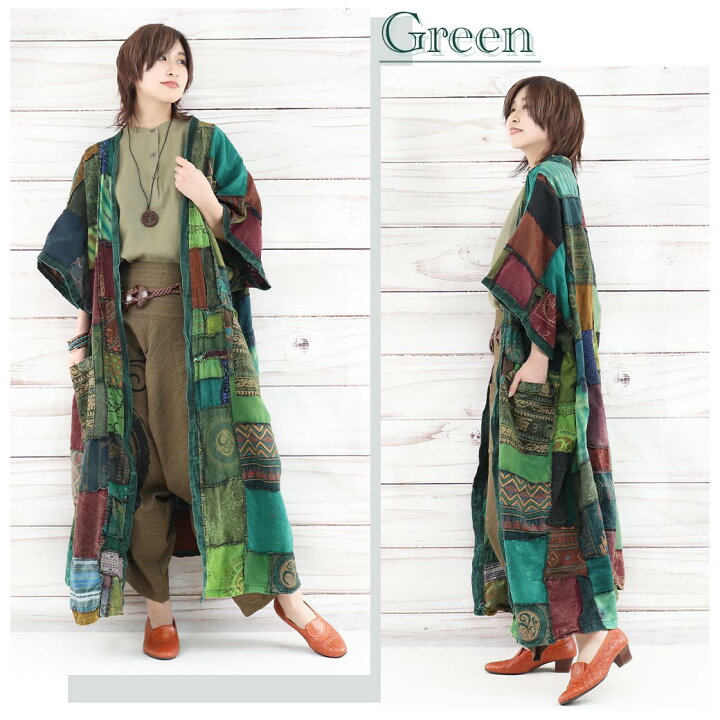 楽天市場】【再入荷】 エスニック 総柄 パッチワーク ガウン ロング 