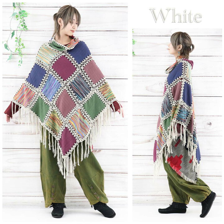 楽天市場】【SALE価格】パッチワーク ポンチョ アウター プルオーバー 