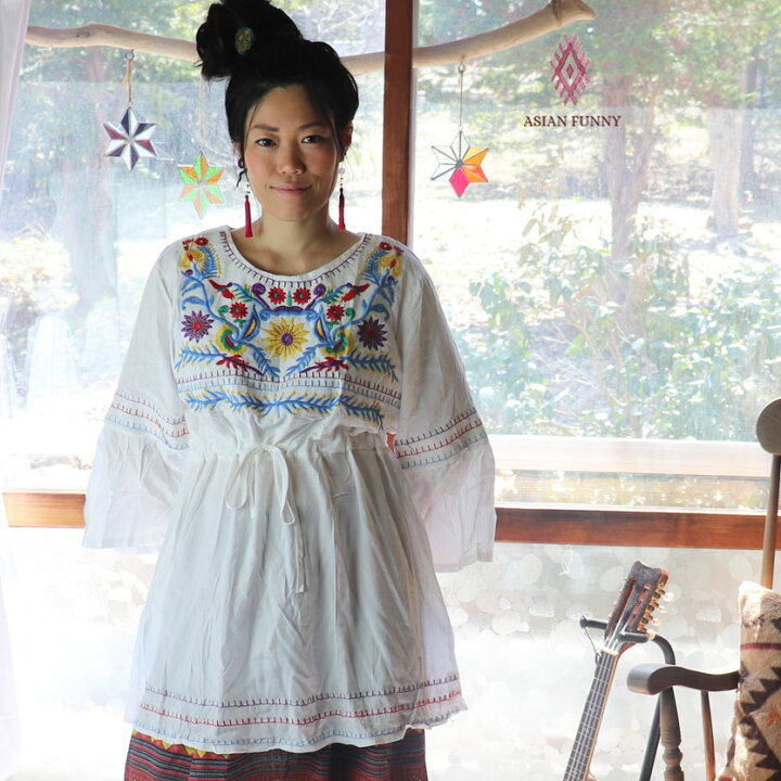 楽天市場 刺繍 トップス フレア袖 七部袖 タイ ファッション アジアン ボヘミアン エスニック 民族 レディース 可愛い 野外 Women ゆうパケ1枚送料0円 春ブラウス Limited Stock Asian Funny Shop