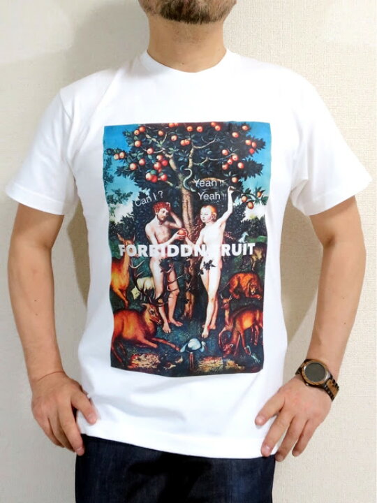 楽天市場】アダムとイブのTシャツ 禁断の果実Tシャツ【サイズ：S 、M 