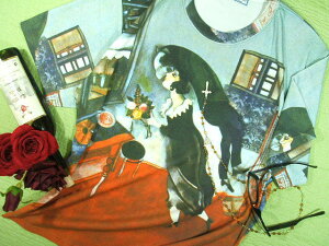 Marc Chagall 世界の絵画★シャガールTシャツ【サイズ:L 】【3980円以上で】送料無料 Tシャツ メンズ 半袖 プリント 世界の画家 愛の画家 マルク・シャガール 誕生日 作品 アートT