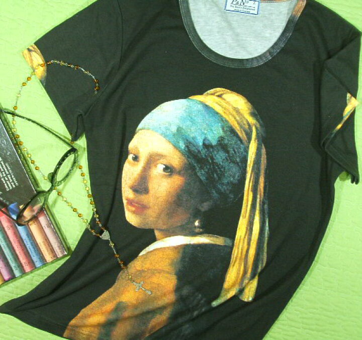 楽天市場】レディース☆フェルメールの真珠の耳飾りの少女Tシャツ 
