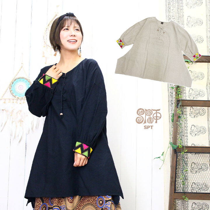 楽天市場】トップス ワンピース レディース 【SPT】三角刺繍袖 変形 