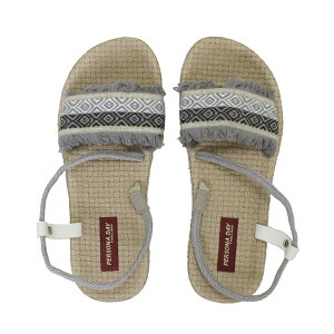 ベルトサンダル レディース エスニック フォークロア ナチュラル フラット !トライバル柄 リゾート 夏 軽量 オシャレ 室内用 体型カバー 30代 40代 50代 60代