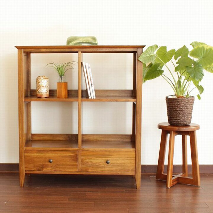 楽天市場】チーク家具 無垢 木製 本棚 ブックシェルフ 展示棚 オープン 