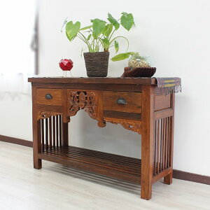 【在庫処分セール】アンティーク コンソールテーブル アジアン家具 ジャワ島 古い家具 古民具 チーク材 無垢 古材 廃材 机 デスク カウンター レジ台 花台 ディスプレイテーブル 展示台 FUR-0