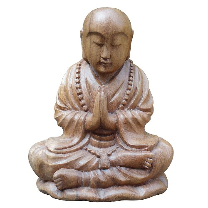 楽天市場】小坊主さんの木彫り 合掌 木製 スワール無垢材25cm 御坊様 