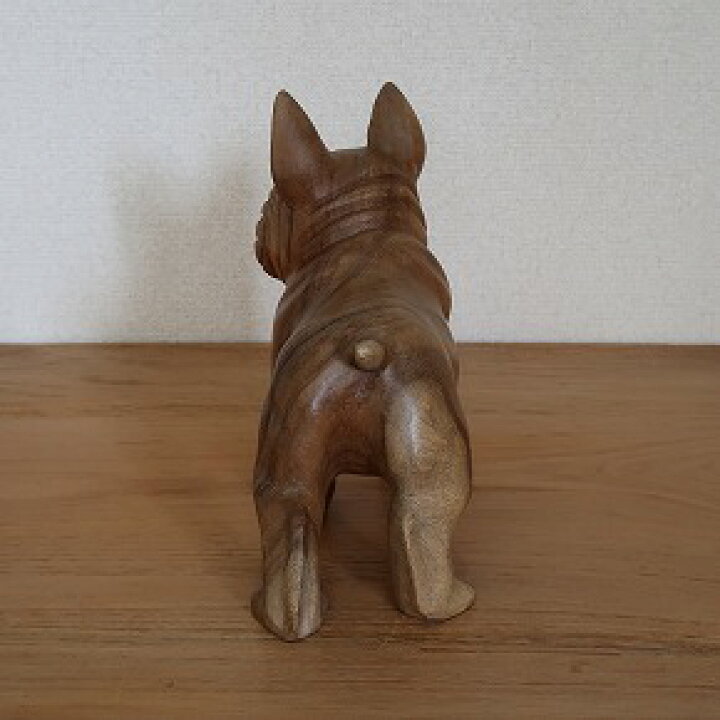 楽天市場】フレンチブルドッグの木彫り 立像 木製 犬の置き物 オブジェ 