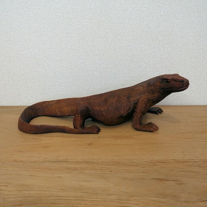 楽天市場】コモドドラゴンの木彫り 50cm コモドオオトカゲの置物 
