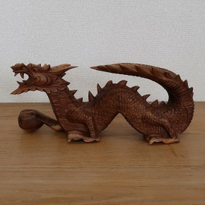 楽天市場】ドラゴンの木彫り 龍の木彫り スワール無垢材 左向き 40cm 