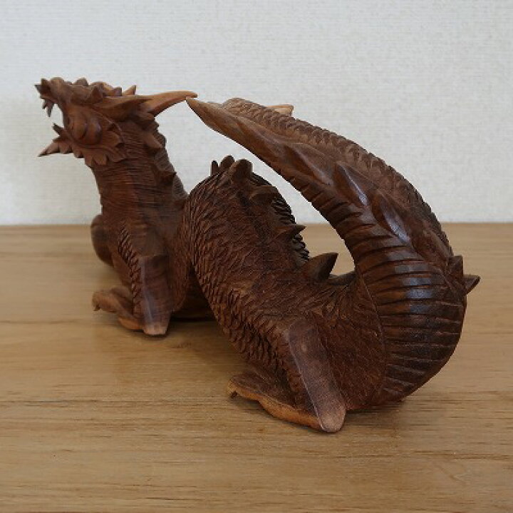 楽天市場】ドラゴンの木彫り 龍の木彫り スワール無垢材 左向き 40cm 