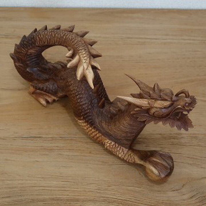 楽天市場】ドラゴンの木彫り 龍の木彫り スワール無垢材 左向き 40cm 