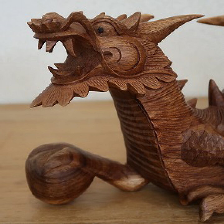 楽天市場】ドラゴンの木彫り 龍の木彫り スワール無垢材 左向き 40cm 