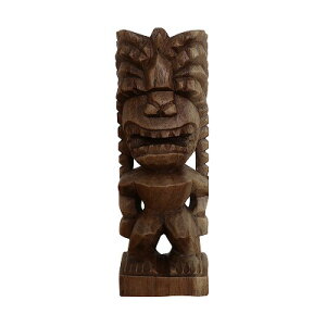 ティキの木彫り 戦いの神 ティキ クー TIKI KU 20cm 木製 スワール無垢材 ハワイアン雑貨 TIKI木彫り ティキ像 オブジェ ティキの置物 ハワイのおみやげ【北海道・沖縄県配送不可】350115
