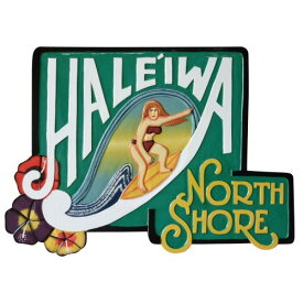 ハレイワ ノースショア 木彫りのハワイアンサインボード 56X40 HALEIWA NORTH SHORE Hawaiian sign board Woman ハワイアン雑貨 インテリア サーフィン サーファー ウォールデコレーション 看板 レリーフ 壁掛け サーファーガール プレゼント【北海道・沖縄県配送不可】50512