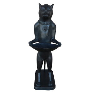 トレーを持った猫のオブジェ ブロンズ製 銅製 50cm アンティーク調 バリネコの置物 猫の置物 キャットオブジェ Cat 【北海道・沖縄県配送不可】380108