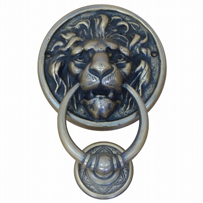楽天市場】ライオンのドアノック 円形 玄関ドアノッカー 真鍮製 ブラス 