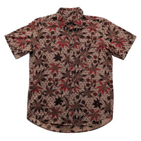 バティックシャツ コットン半袖シャツ アジアン雑貨 バリ雑貨 服 アロハシャツ リゾートウェア 半そでシャツ クールビズ メンズ ユニセックス ユニフォーム 制服 インドネシア 民族衣装【メール便】150127