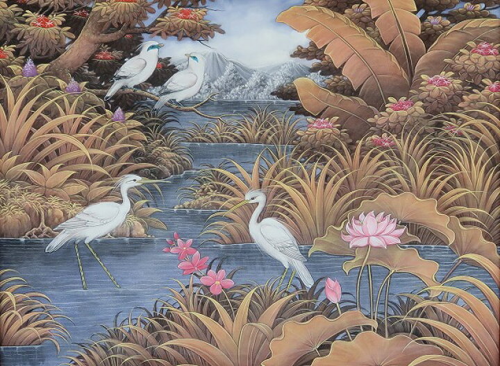 楽天市場】プンゴセカンスタイル クタンセミ 100X80 バリ絵画 バリ 