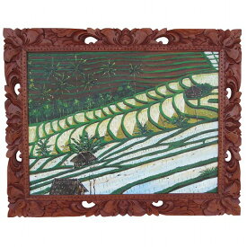 ライステラスの絵 バリ島の田園風景画 100X80 アジアン雑貨 バリ雑貨 バリ絵画 バリアート 段々畑 田んぼの絵 田圃の絵 田舎の風景画【大型宅配便】【沖縄県・離島配送不可】240652