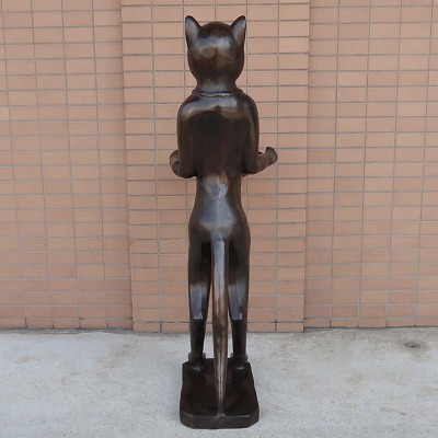 楽天市場】トレーを持った猫のオブジェ ブロンズ製 銅製 95cm