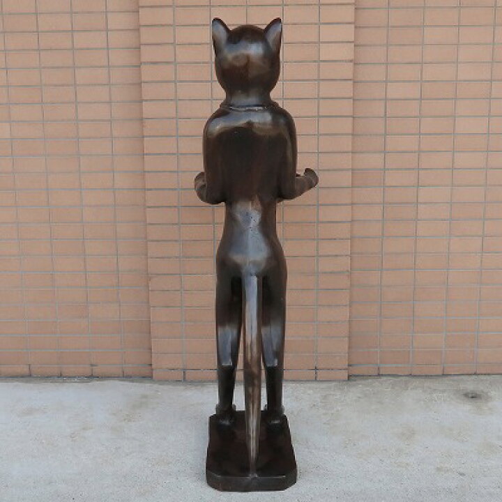 楽天市場】トレーを持った猫のオブジェ ブロンズ製 銅製 95cm 