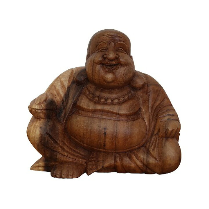 楽天市場】布袋さんの木彫り 座像 木製 スワール無垢材 20cm 七福神 