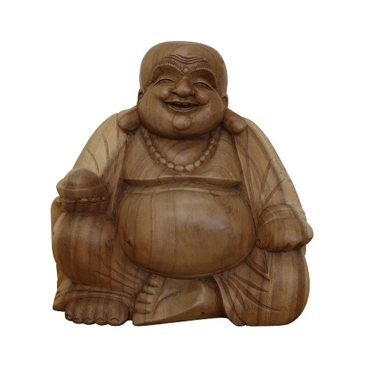 楽天市場】布袋さんの木彫り 座像 木製 スワール無垢材 30cm 七福神 