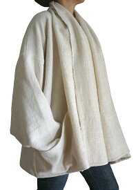 ざっくりジョムトン手織り綿ゆったりデザインジャケット（ナチュラル）