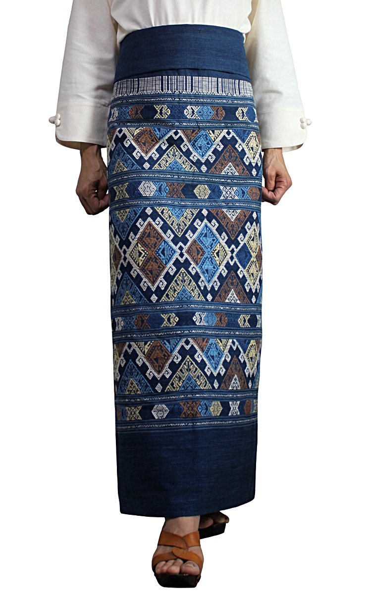 好きに タイルーの天然インディゴ染めティンチョック織りパートゥン布 激安挑戦中