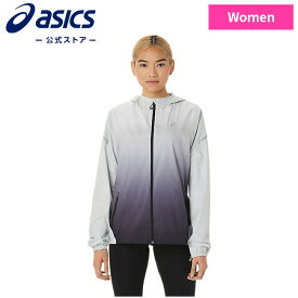 アシックス ウイメンズランニングジャケット（LITE-SHOW） Gグレー×Pブラック ライトショウ 2012C57.402 ランニング 女性用 ランニングウェア ジョギング フィットネス