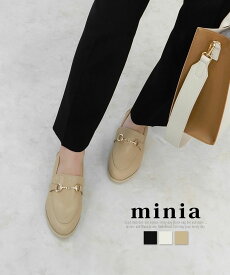 【お買い物マラソンSALE!!】ビットローファー 約2cmヒール minia ◇ローヒール ドレスシューズ クラシックシューズ 革靴 紐靴 レディース シューズ 靴