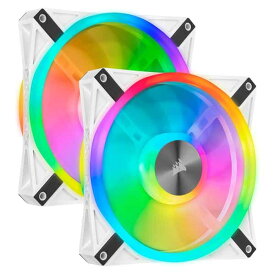 Corsair iCUE QL140 RGB White 140mm PWM Dual Fan Kit with Lighting Node CORE ファン2基とLEDコントローラー付属モデル ホワイト｜CO-9050106-WW
