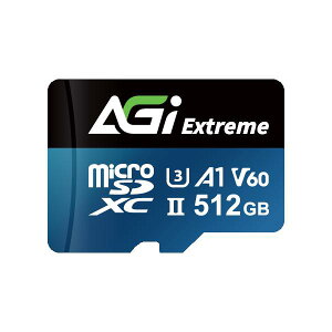 AGI TF238 Micro SDXC 512GB UHS-II U3 V60 A1 R/W up to 300/200MB/s SD[J[hϊA_v^tbAGI512GV6TF238