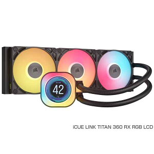 Corsair iCUE LINK TITAN 360 RX RGB LCD uiCUE LINKvΉ ̌^CPUN[[ 120mmt@×3 ubNbCW-9061023-WW