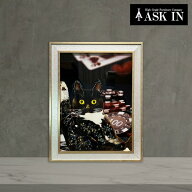 【公式】クリスタルアート 水晶 35x45cm 黒猫 cat ねこ 動物 街 アートパネル おしゃれ キラキラ モダン …