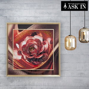 クリスタルアート バラ 51x51cm 花 ローズ レッド アートパネル おしゃれ キラキラ モダン かわいい ゴージャス ラグジュアリー オフィス サロン カフェ 店舗 美容院 バー レストラン 開業祝い