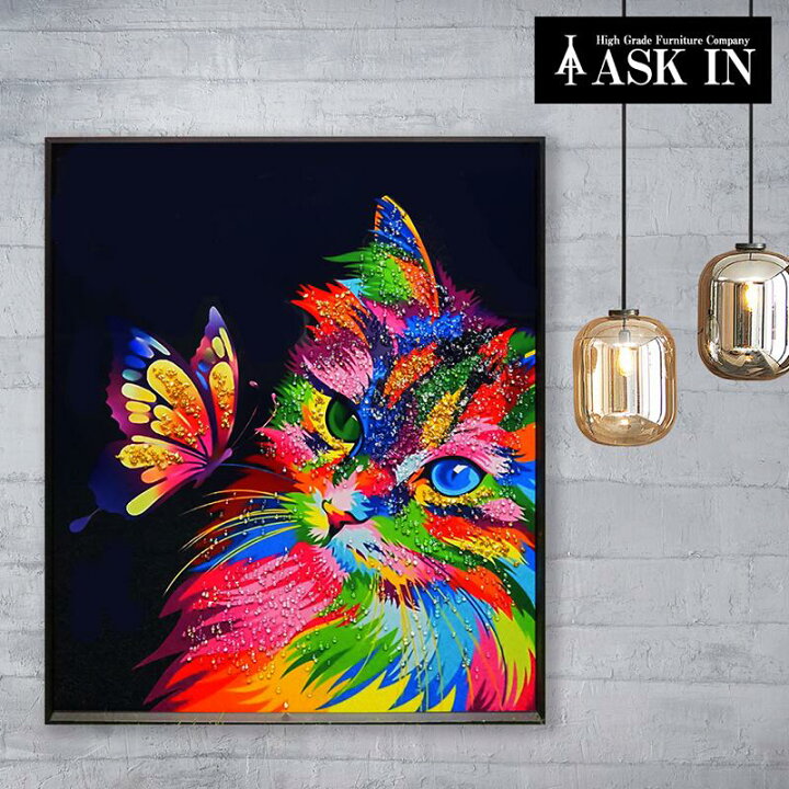 楽天市場】クリスタルアート 水晶 51x61cm 猫 キャット 動物 アート 
