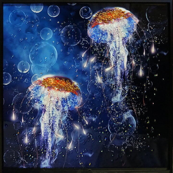 楽天市場】クリスタルアート クラゲ452 アートパネル 51x51cm クラゲ 