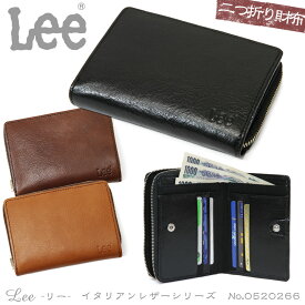 [ マラソン限定!!割引クーポン配布中 ]二つ折り財布 メンズ Lee リー イタリアンレザー 折りたたみ イタリアンレザー 通勤 革小物 メンズ 財布 二つ折り 財布 ブランド 本革 折財布 メンズ 折り財布 0520266 父の日