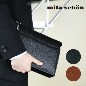 [ マラソン限定!!割引クーポン配布中 ]【期間限定！クーポン利用で500円OFF】セカンドバッグ メンズ mila schon ミラショーン Nero ネロ ブランド 本革 クラッチバッグ レザー 軽量 日本製 メンズ バッグ 小さめ 197201