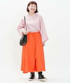 as know as ギャッザフレアーPT レディース 大きいサイズ ボトムス パンツ ワイドパンツ サイズ調整可能 ポケット付き 涼しい ギャザー フレア 無地 落ち感 さらり かわいい おしゃれ カジュアル 上品 華やか トレンド オオラカ