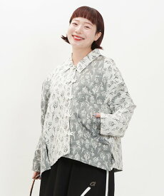 as know as ナナメッチャイナJQSH レディース 大きいサイズ トップス シャツ ブラウス シャツ ジャカード 長袖シャツ チャイナ釦 チャイナ かわいい おしゃれ カジュアル 上品 華やか トレンド オオラカ