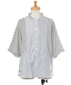 【期間限定P5倍】as know as 線の集まり前開きPO レディース 大きいサイズ トップス ブラウス シャツ カットソー 布帛 ストライプ ボーダー 切り替え ポケット オオラカ