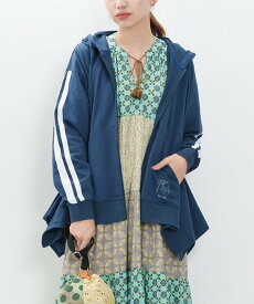 as know as ベアロイドくん宇宙へPK レディース トップス カットソー カーディガン パーカー ジップアップ パーカー 刺繍 くま 宇宙 リブ フレアー 長袖 裏毛 ポケット ライン 変形 デザインパーカー ドゥバズ