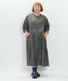 as know as ウスデニ切替シャツOP レディース 大きいサイズ ワンピース 長袖ワンピース ワンピース 切替 オオラカ