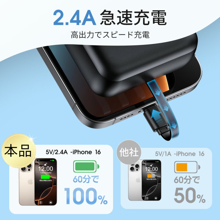 楽天市場】【クーポンで2,580円】「4本ケーブル内蔵」 モバイル 